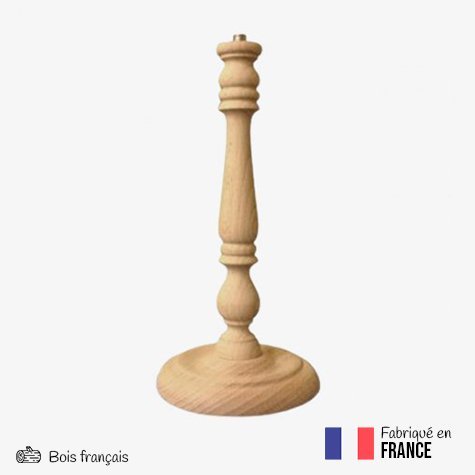 Accessoire pour abat-jour - Pied de lampe en bois "Trevise" - Hêtre des Vosges - hauteur 24 cm