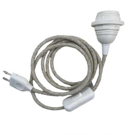 Baladeuse - Cordon électrique baladeuse avec INTERRUPTEUR  et DOUILLE - lin - interrupteur Blanc - longueur 1.80 M