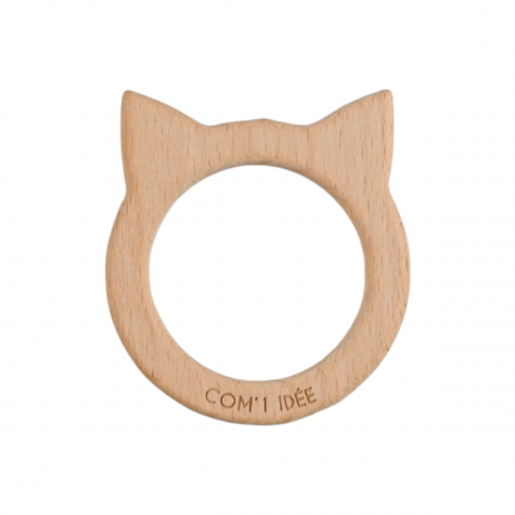 Loisirs créatif -  Anneau en bois de dentition - chat