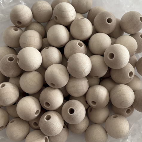 Loisirs créatif -  perles en bois - 15 mm - Sachet de 50 pièces