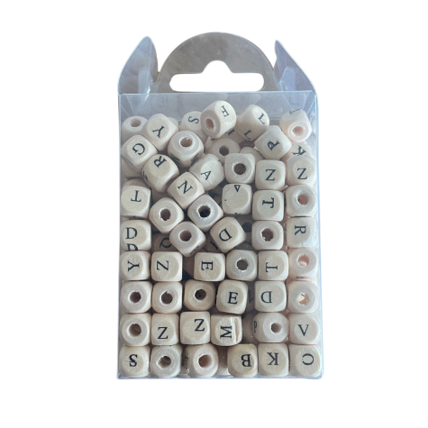 Loisirs créatif -  perles en bois Alphabet - 8 mm - Boite de 312 pièces