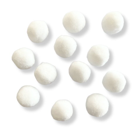 Loisirs créatif - pompons blanc - ⌀2.5 cm - 12 pièces