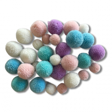 Loisirs créatif - pompons laine mélange pastel - 2 à 3 cm - 30 pièces