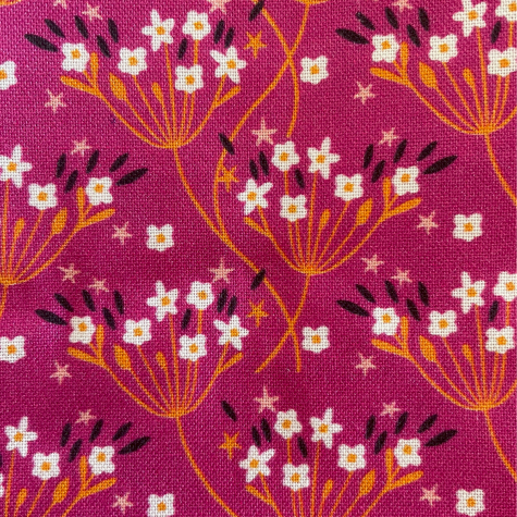Mercerie - Tissu coupon 45 x 55 cm - fleurs - fuchsia