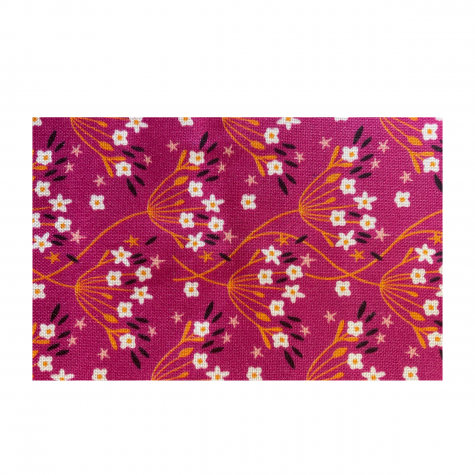 Mercerie - Tissu coupon 45 x 55 cm - fleurs - fuchsia